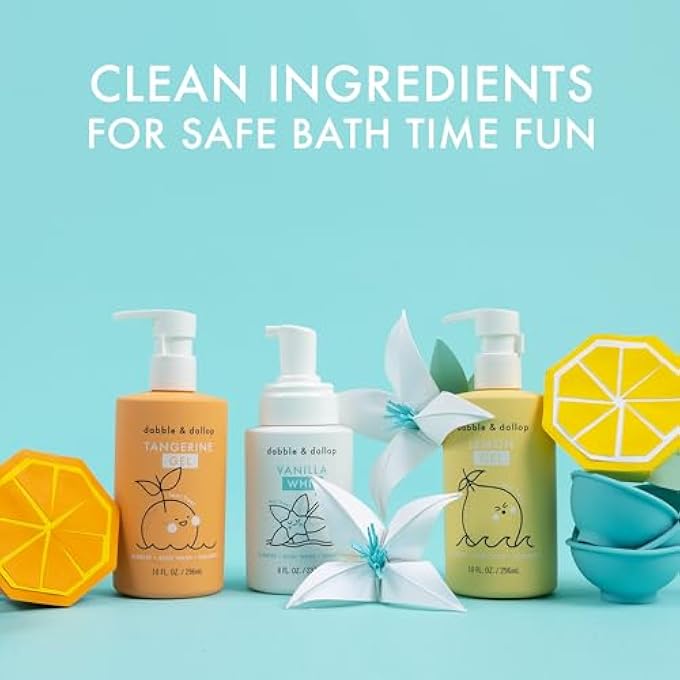 Dabble & Dollop Citrus Kiss Bundle, Natural Bubble Bath, Body Wash & Shampoo for Kids, USA-made, Paraben & Sulfate Free, Vegan, Gluten-Free, Tear-Free, Tangerine, Vanilla, Lemon (Set of 3) - Image 2